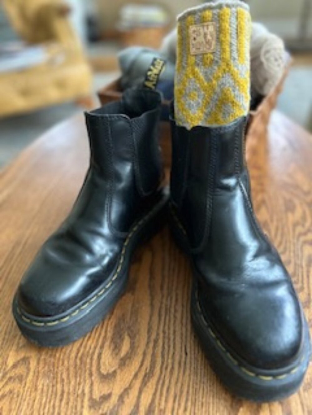 Doc Martens 2976 Black Size 7-Hand Knit Matching Beanie Hat Included! :)